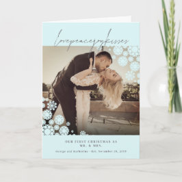 Snöflingor Kärlek Peace Joy Kisses Photo Bröllop Helgkort