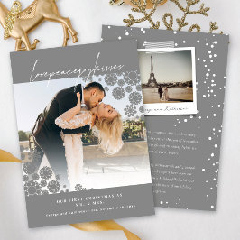 Snöflingor Kärlek Peace Joy Kisses Photo Bröllop Julkort