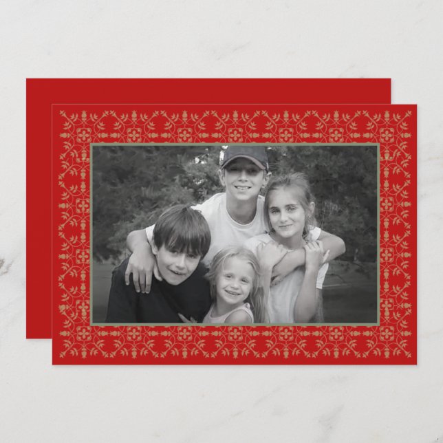 Snöflingor Klassiskt julfotkort 1 foto Julkort (Fram/baksida)