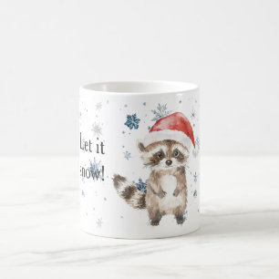 Snöflingor Låt det snö Tvättbjörn Jul Röd mössa Kaffemugg