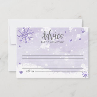 Snöflingor Lavender Baby Shower Advice-kort Inbjudningar