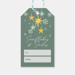 Snöflingor & Leenden | Grön Och Gul Jul Presentetikett