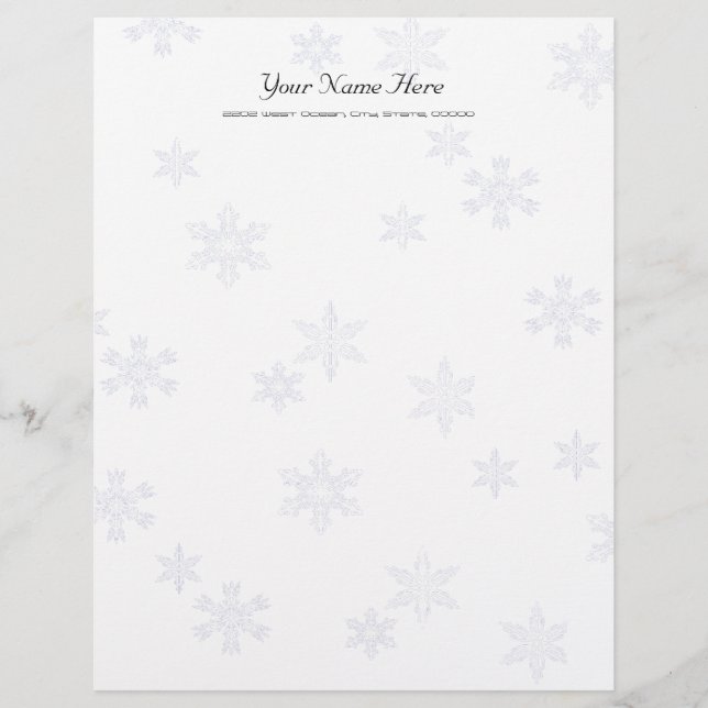 Snöflingor Letterhead Stationery Linen Papper (Framsida)