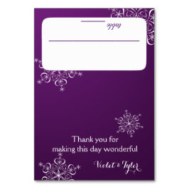 Snöflingor Lila-säteskort Bordsnummer