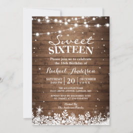 Snöflingor Ljus Winter Sweet 16 Födelsedagsfest Inbjudningar