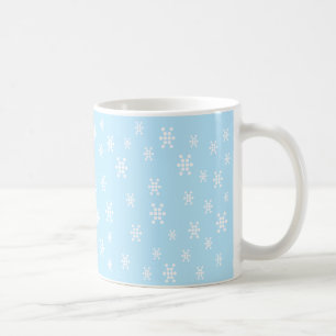 Snöflingor ljusblå vit mönster kaffemugg