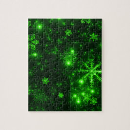 Snöflingor med Gröntens bakgrund Pussel