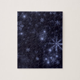 Snöflingor med Midnight Blue Background Pussel