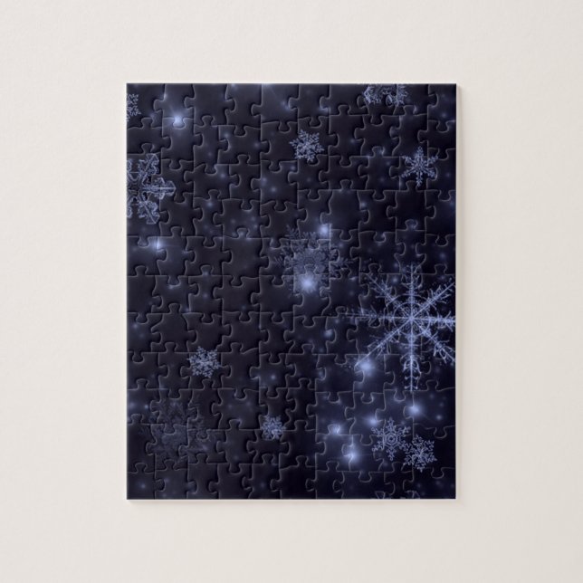 Snöflingor med Midnight Blue Background Pussel (Vertikal)