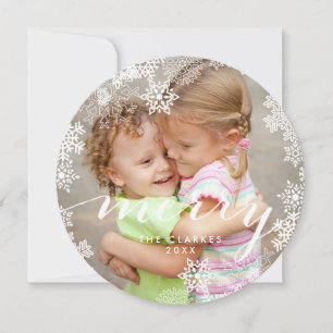 Snöflingor Merry-skript Helgdag-fotokort Julkort