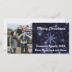 Snöflingor Midnight Blue Background Phocard Julkort
