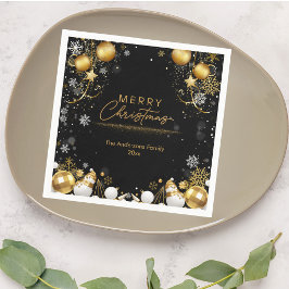 Snöflingor-miniatyrbilder och Snögubbar under jul Pappersservett