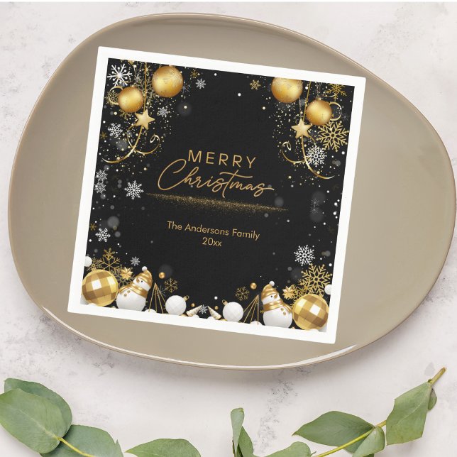 Snöflingor-miniatyrbilder och Snögubbar under jul Pappersservett (Skapare uppladdad)