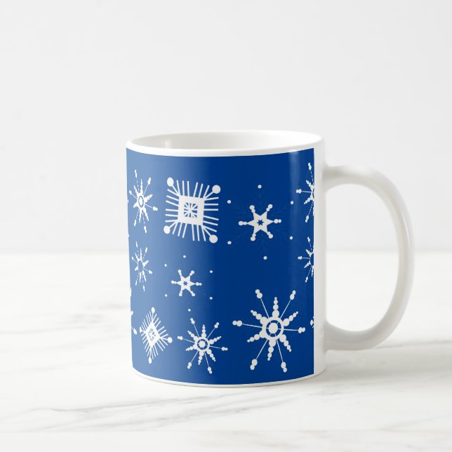 Snöflingor Mix Geometrisk Blå Kaffemugg (Höger)