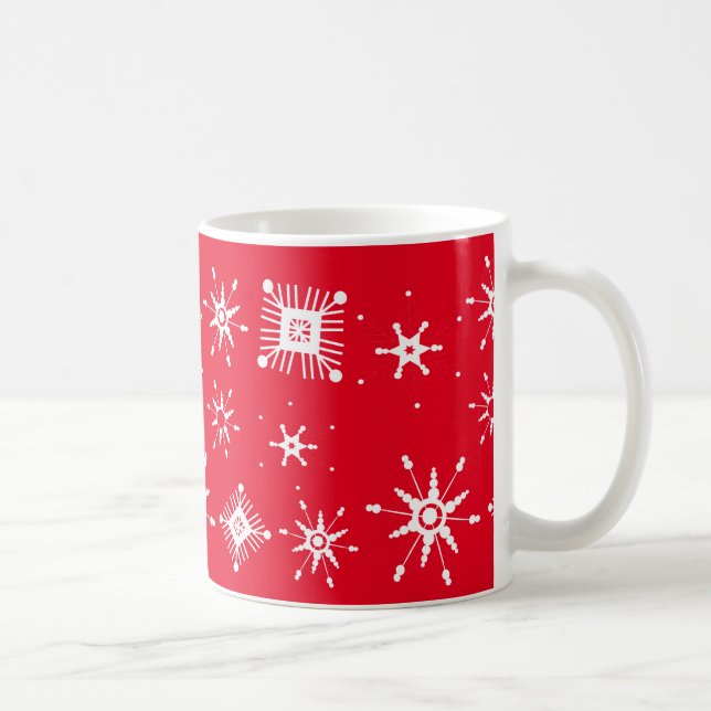 Snöflingor Mix Geometrisk Röd Kaffemugg (Höger)