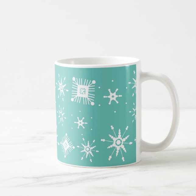Snöflingor Mix Geometrisk Teal Kaffemugge Kaffemugg (Höger)