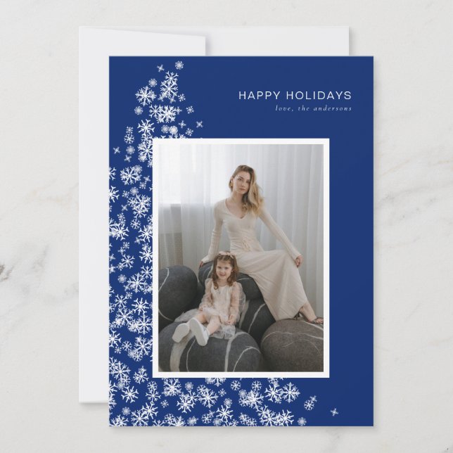 Snöflingor moderna Julgran Julkort (Framsida)