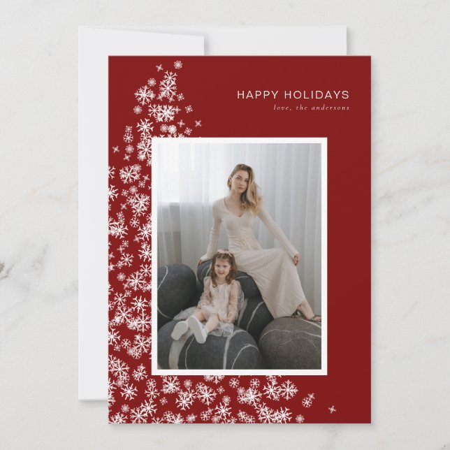 Snöflingor moderna Julgran Julkort (Framsida)