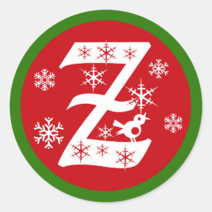 Snöflingor Monogram Brev Z Runt Klistermärke