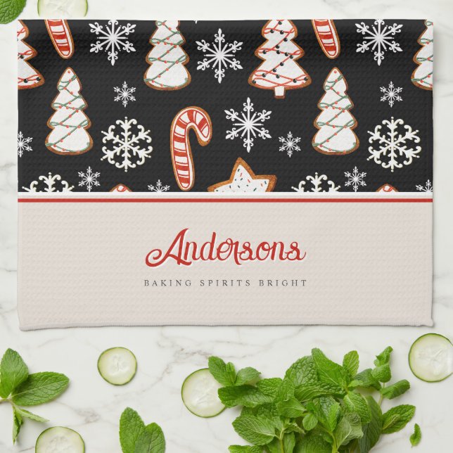 Snöflingor Monogram Kökshandduk (Vikta)