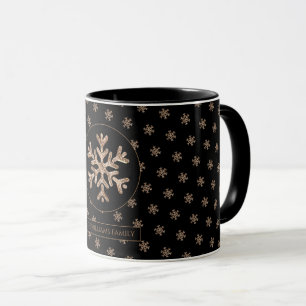 Snöflingor Mönster Black och Guld jul Mugg