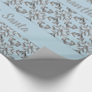 Snöflingor Mönster Blue Silver Grått jul Presentpapper