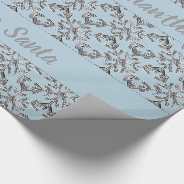 Snöflingor Mönster Blue Silver Grått  jul Presentpapper (Hörn)