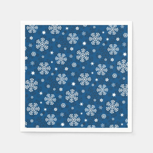 Snöflingor Mönster på Blue Pappersservett (Framsidan)