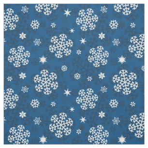 Snöflingor Mönster på Blue Tyg