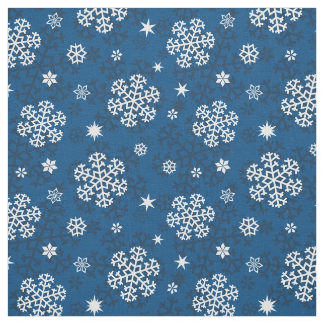 Snöflingor Mönster på Blue Tyg (Provkarta)