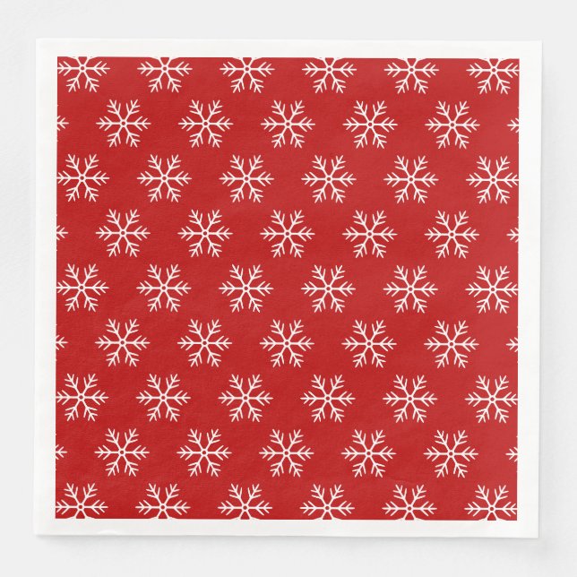 Snöflingor Mönster Röd Jul Pappersservett (Framsida)