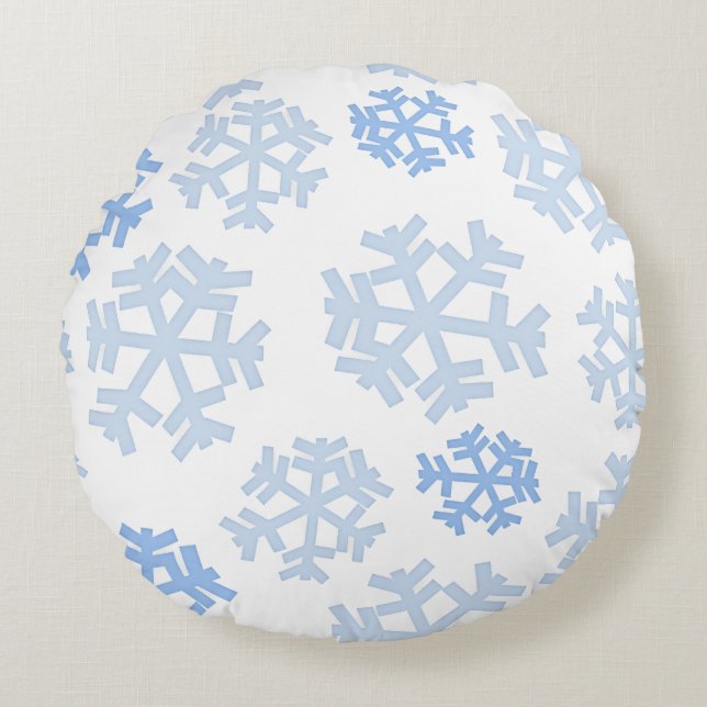 Snöflingor Mönster Rund Kudde (Framsidan)