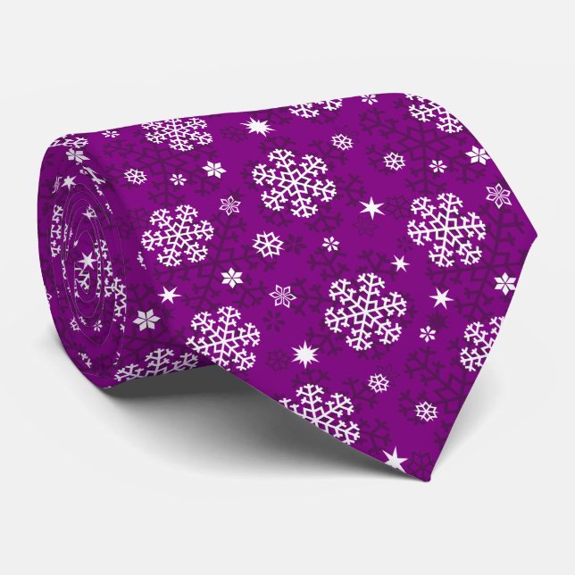 Snöflingor Mönster vid Lila Neck Tie Slips (Rullad)