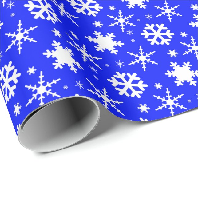 Snöflingor Mörk blått Presentpapper (Rullad Hörn)
