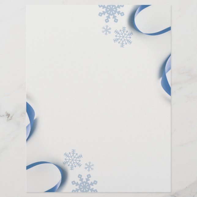 Snöflingor och Blue Rosett band Brevhuvud (Framsida)