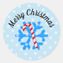 Snöflingor och Candy cane Classic Round Sticker