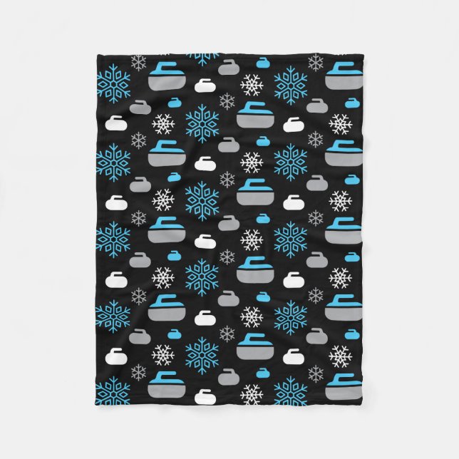 Snöflingor och Curling Sten Fleece Blanket (Framsidan)