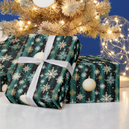 Snöflingor och Dekoration, stripe, jul Presentpapper