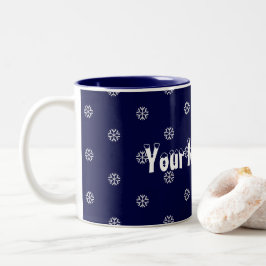 Snöflingor och ditt namn här Två-Tonad mugg