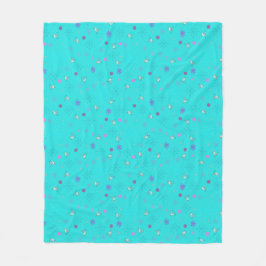 snöflingor och fåglar_aqua fleecefilt