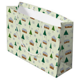 Snöflingor och fir träd-presentväska