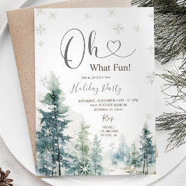 Snöflingor och Gräs Träd Greenery Julfest Inbjudningar