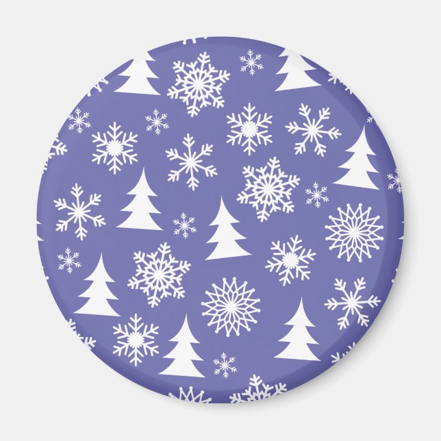 Snöflingor och Gräs Träd Mönster Magnet (Framsidan)
