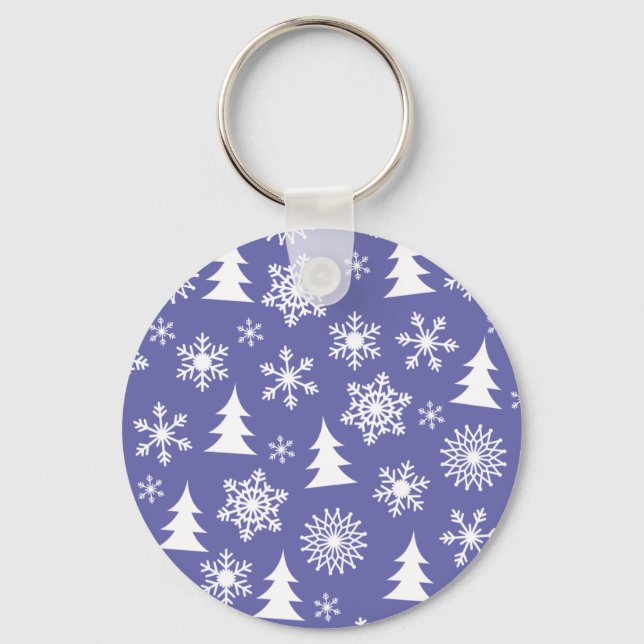 Snöflingor och Gräs Träd Mönster Nyckelring (Framsida)