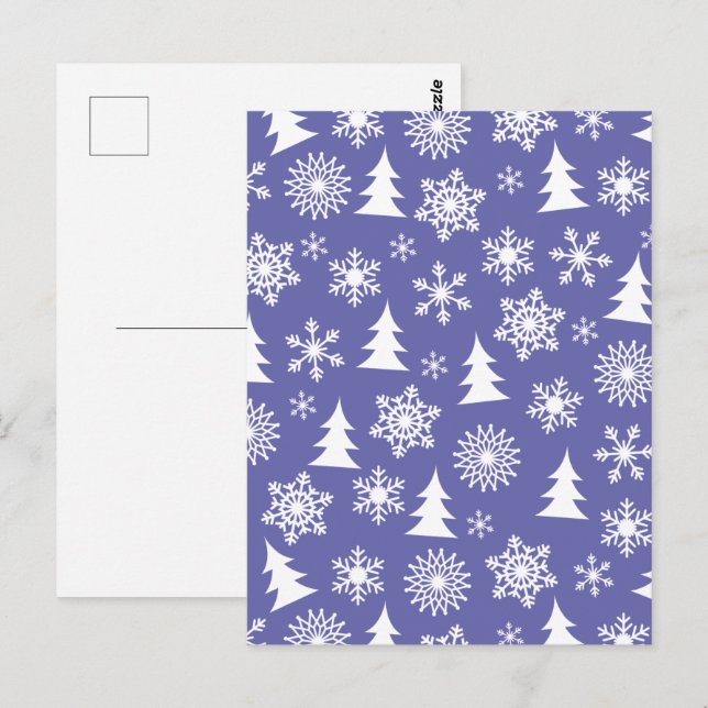 Snöflingor och Gräs Träd Mönster Vykort (Fram/baksida)