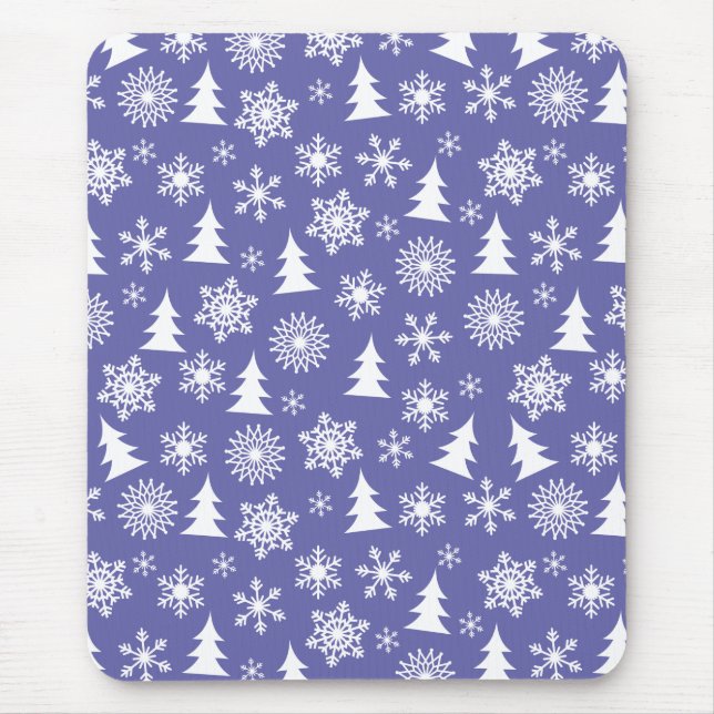 Snöflingor och Gräs Träd Musmatta (Framsidan)
