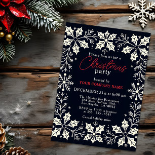 Snöflingor och Holly Corporate jul Party Inbjudningar