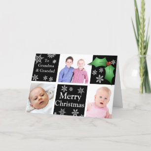 Snöflingor och Holly på Black Helgkort