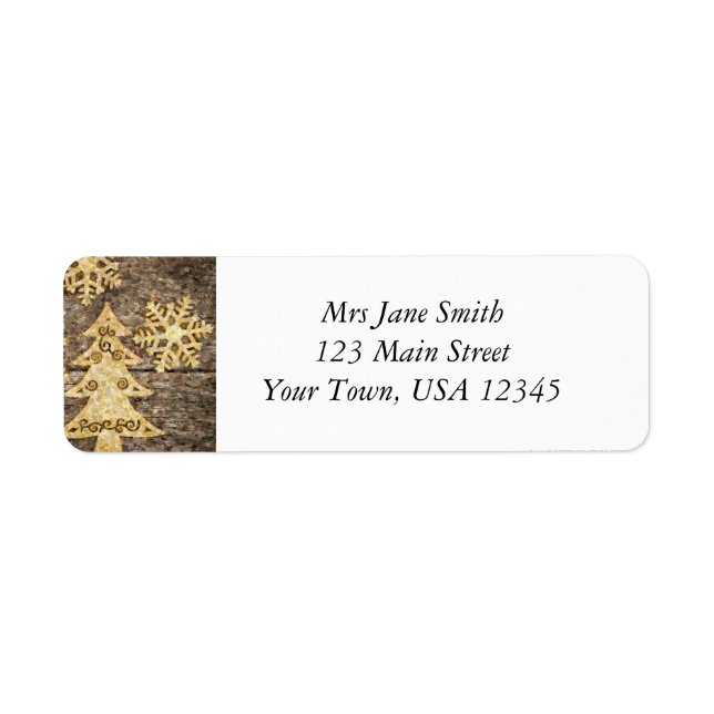 Snöflingor och Julgran Returadress Etikett (Framsidan)