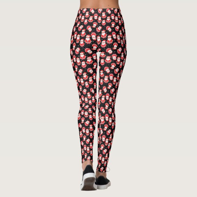 Snöflingor och jultomten Novelty, svart jul Party Leggings (Baksida)